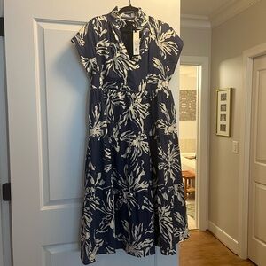 Navy and White Floral Dress